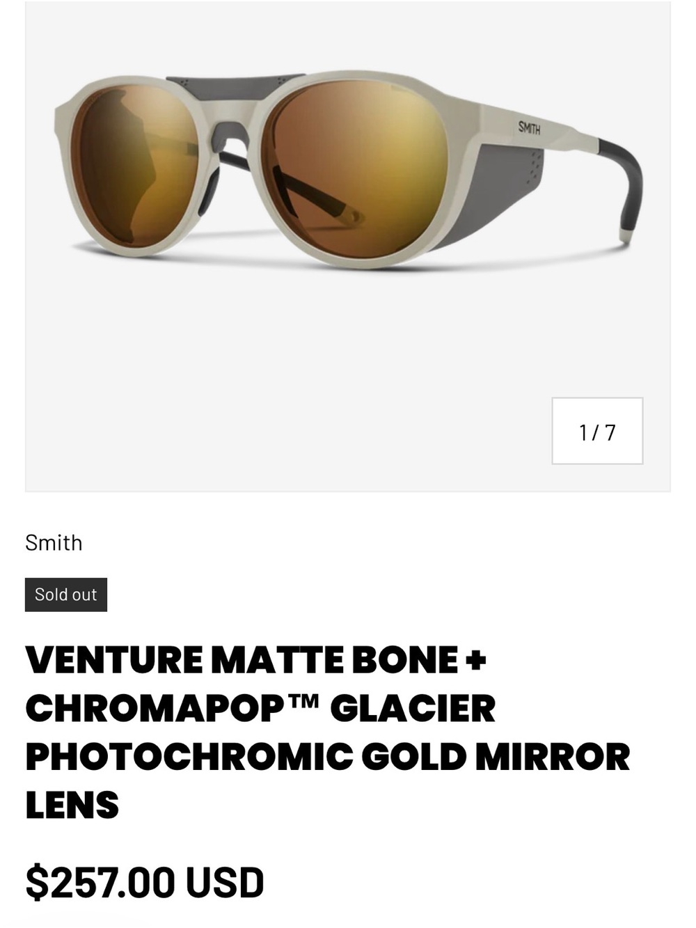 SMITH Venture Matte Bone Sunglasses with Gold Mirror Lenses
